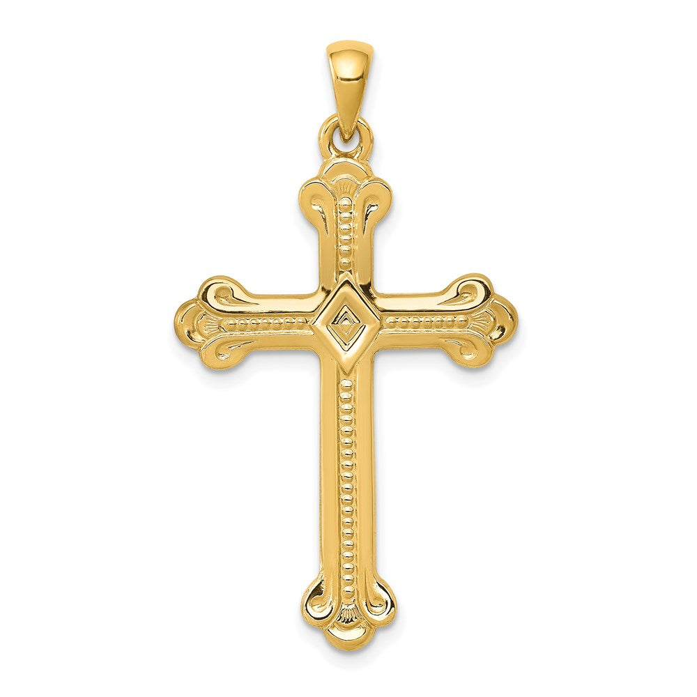14k Yellow Gold 22 mm Budded Cross Pendant (2.85 grams)
