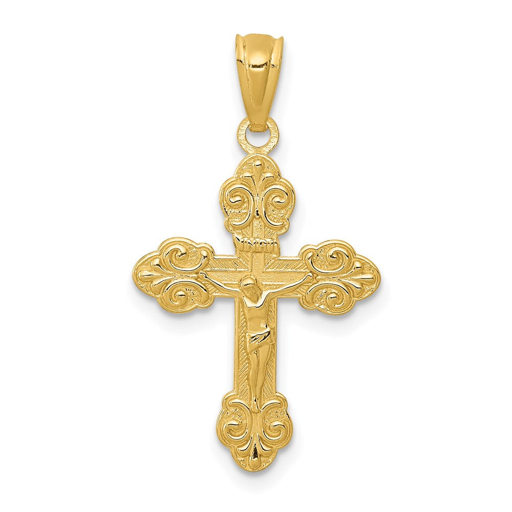 14k Yellow Gold 14.7 mm Gold Polished INRI Small Crucifix Pendant (0.67 grams)