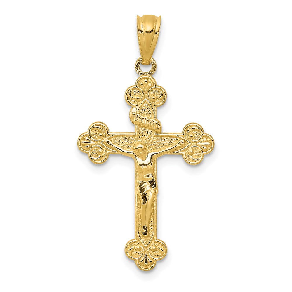 14k Yellow Gold 16 mm Gold Polished INRI Medium Crucifix Pendant (0.74 grams)