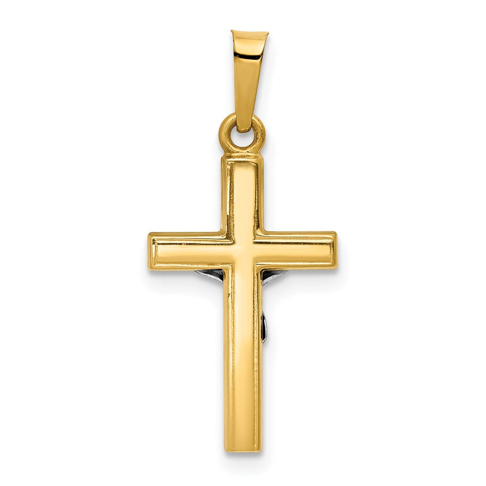 14k Yellow & Rhodium 11.5 mm  Polished Inri Crucifix Pendant (0.48 grams)