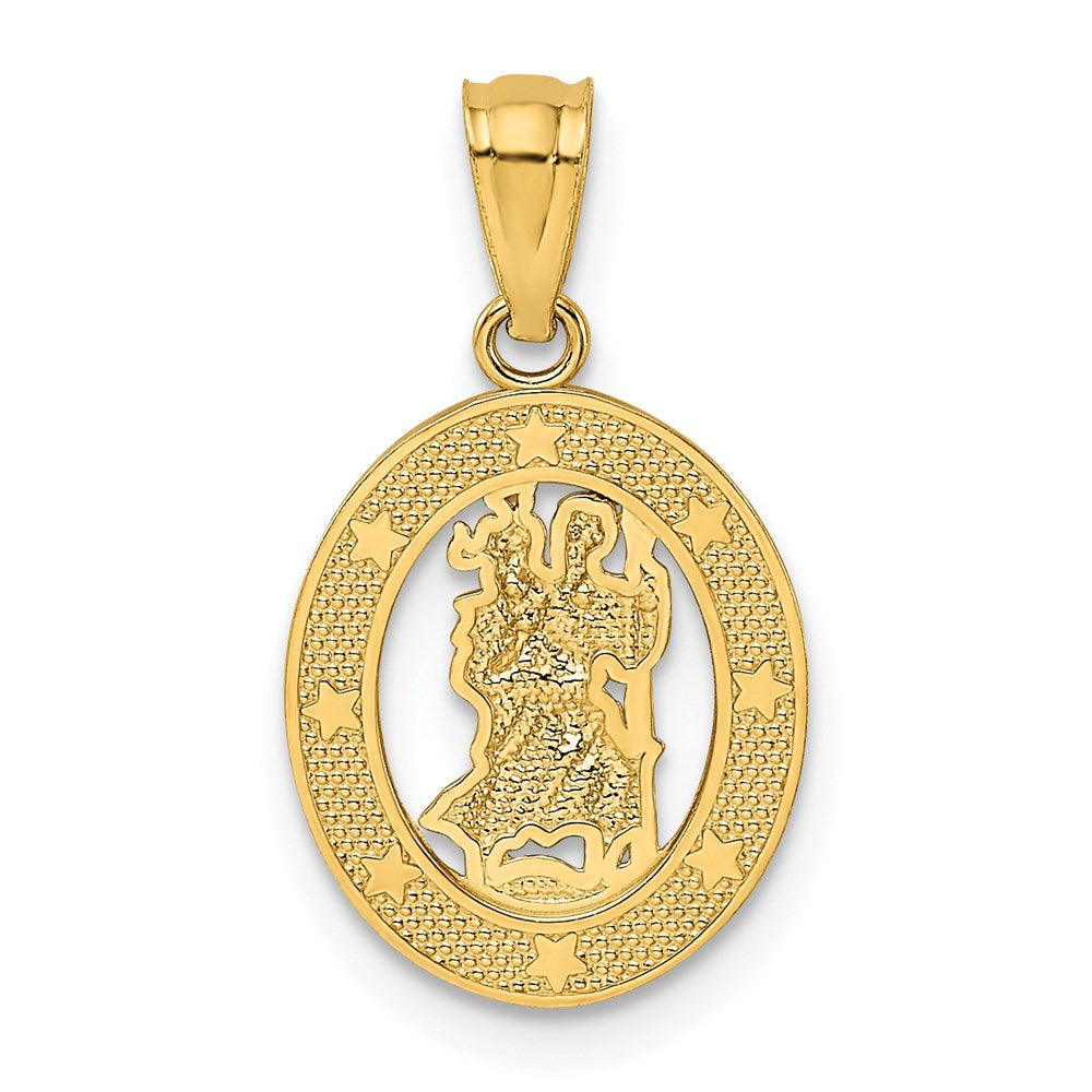 14k Yellow Gold 12 mm Gold Polished St Christopher Pendant (0.64 grams)