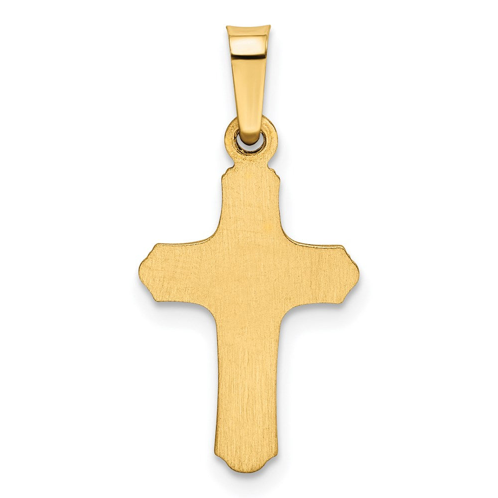 14k Yellow Gold 11.2 mm Polished and Textured Cross Pendant (0.4 grams)