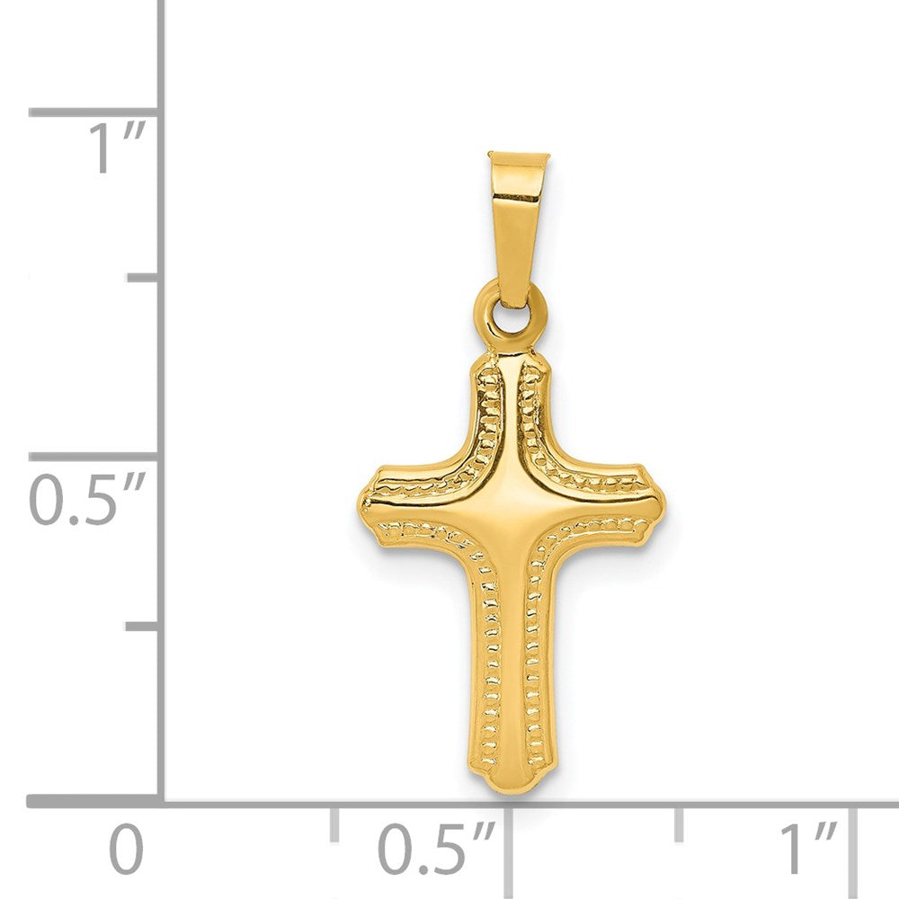 14k Yellow Gold 11.2 mm Polished and Textured Cross Pendant (0.4 grams)