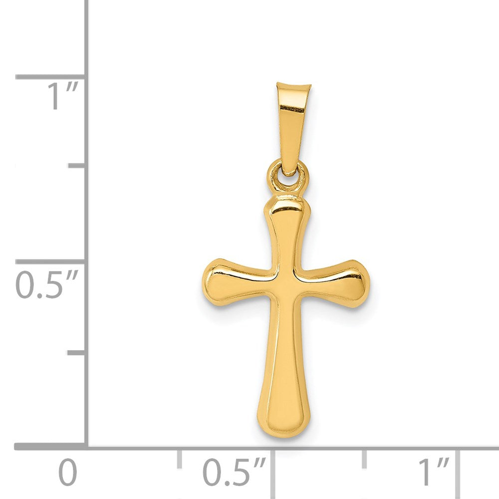 14k Yellow Gold 10.92 mm Polished Rounded Cross Pendant (0.38 grams)