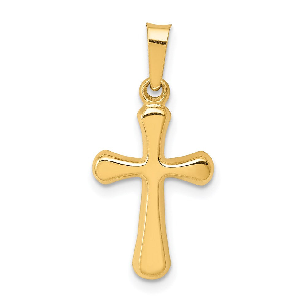 14k Yellow Gold 10.92 mm Polished Rounded Cross Pendant (0.38 grams)
