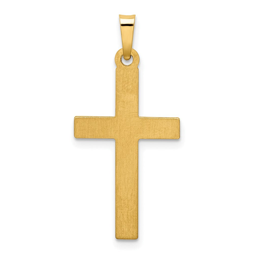 14k Yellow Gold 14.44 mm Polished Lattice Textured Cross Pendant (0.81 grams)