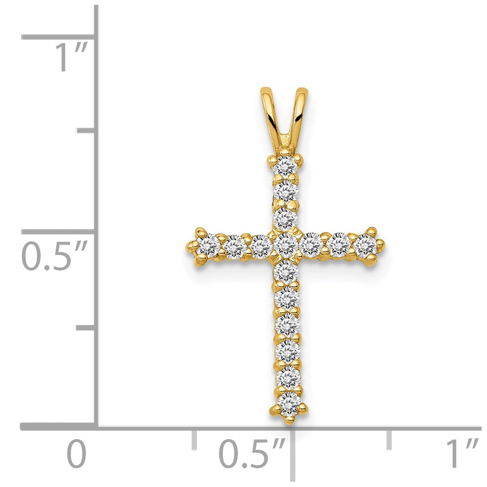14k Yellow Gold 4.1 mm Polished CZ Cross Chain Slide (0.49 grams)