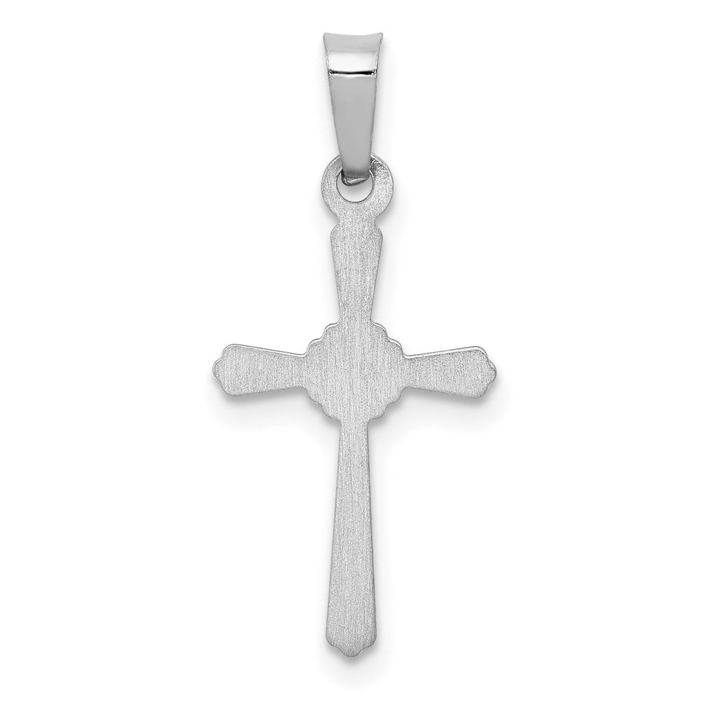 14k White Gold 10.97 mm Polished Center Flower Cross Pendant (0.29 grams)