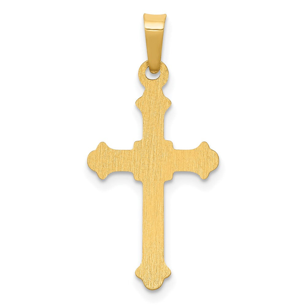14k Yellow Gold 13.2 mm Polished Fleur de Lis Cross Pendant (0.45 grams)