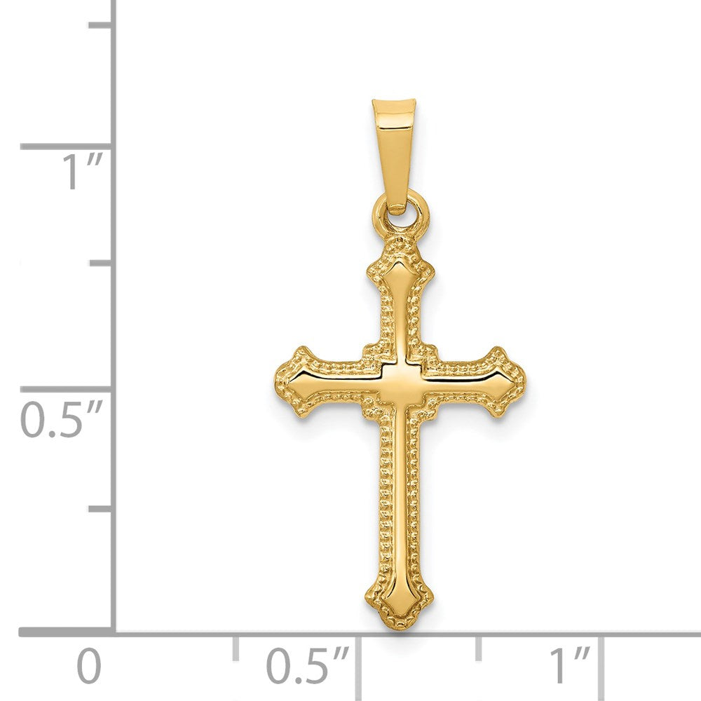 14k Yellow Gold 13.2 mm Polished Fleur de Lis Cross Pendant (0.45 grams)