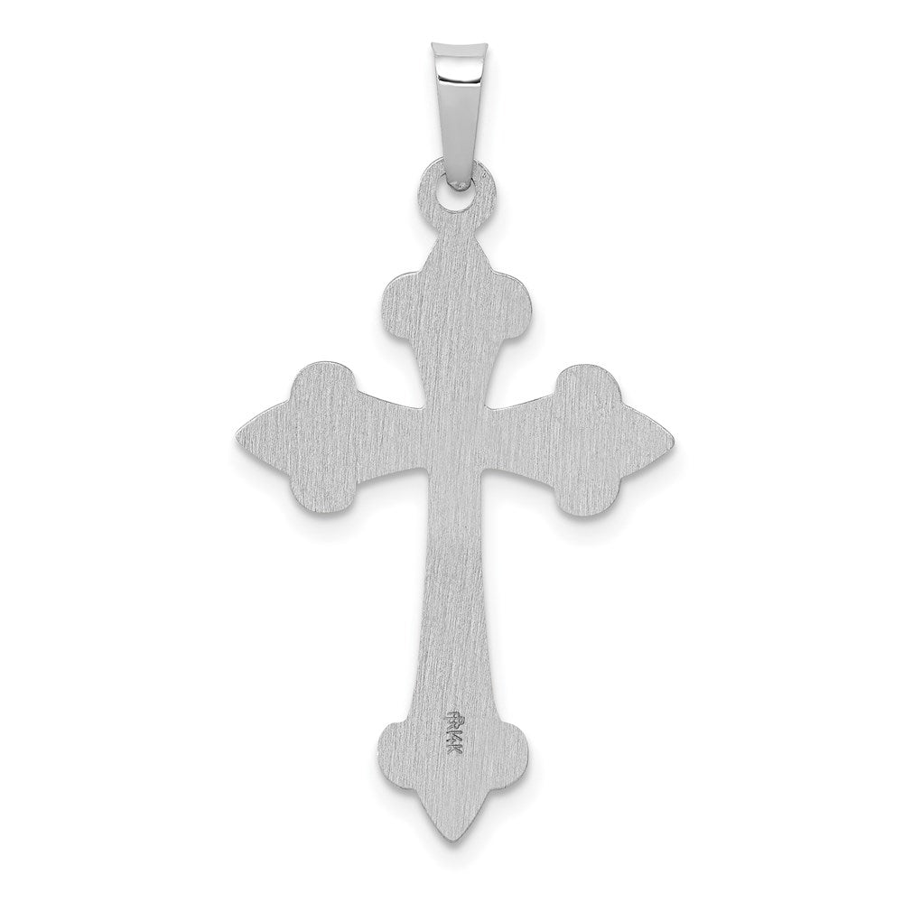 14k White Gold 17.73 mm Polished Fleur de Lis Cross Pendant (0.75 grams)