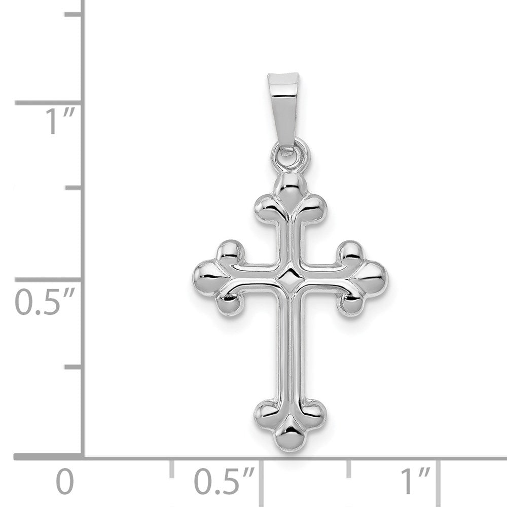 14k White Gold 14.15 mm Polished Budded Cross Pendant (0.56 grams)