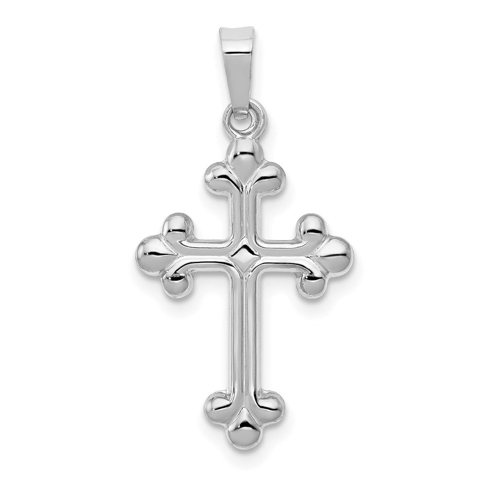 14k White Gold 14.15 mm Polished Budded Cross Pendant (0.56 grams)