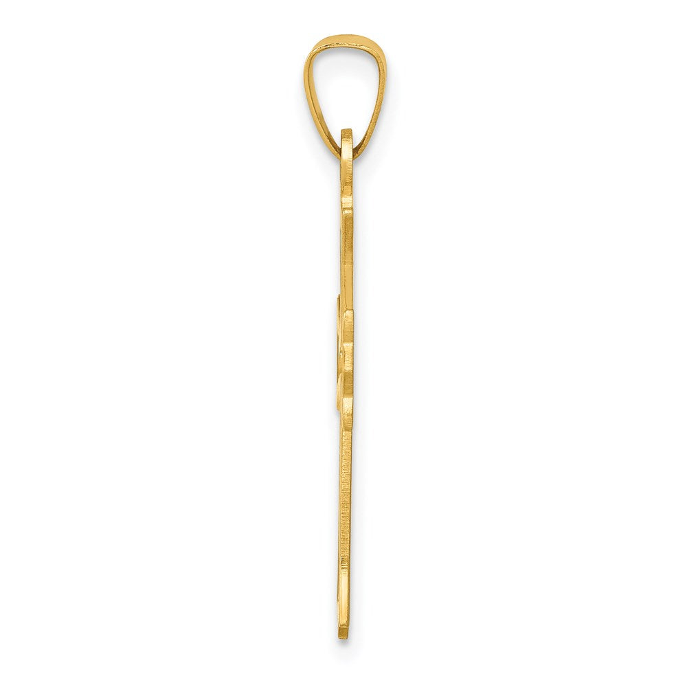 14k Yellow Gold 13.67 mm Polished Cut-out Fleur de Lis Cross Pendant (0.51 grams)