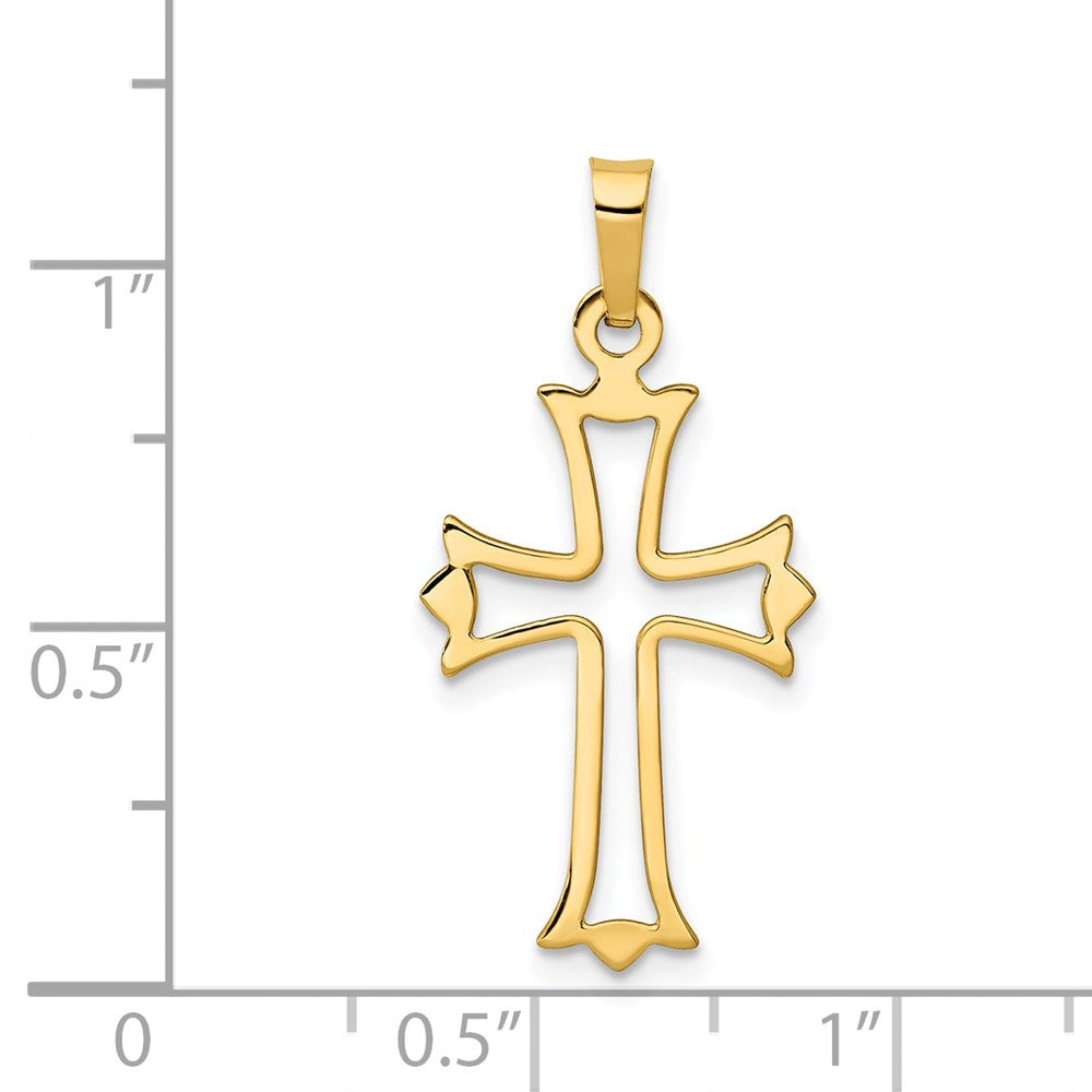 14k Yellow Gold 13.67 mm Polished Cut-out Fleur de Lis Cross Pendant (0.51 grams)