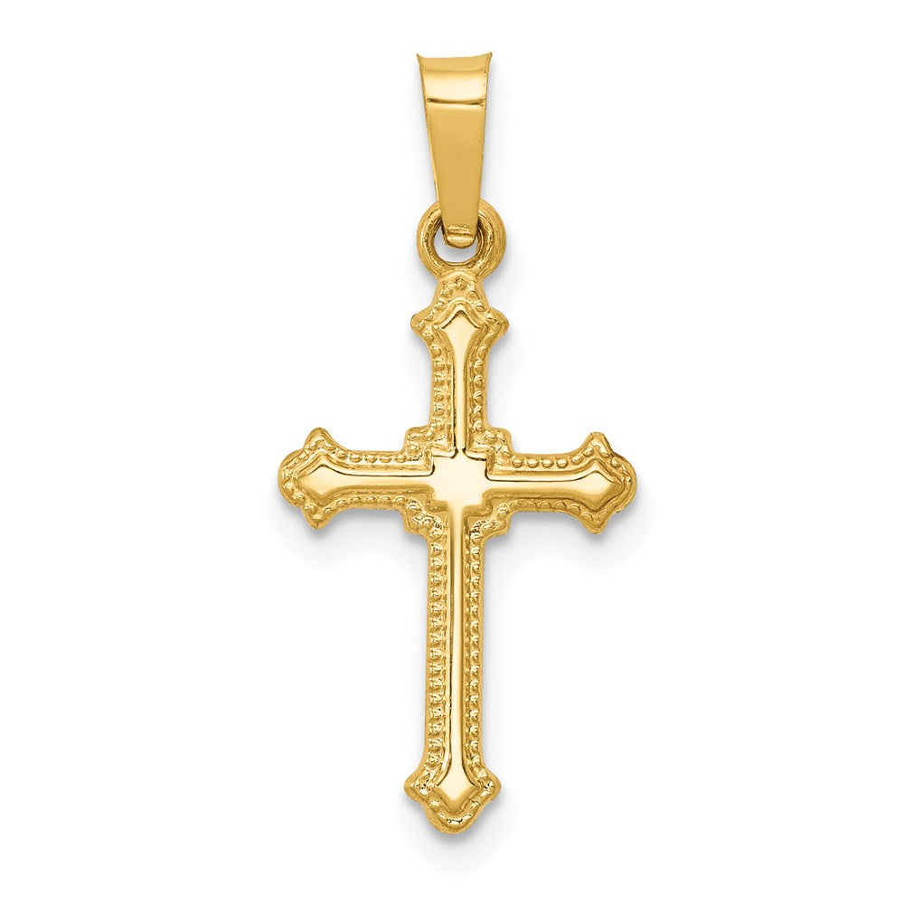 14k Yellow Gold 10.93 mm Polished Small Fleur de Lis Cross Pendant (0.31 grams)
