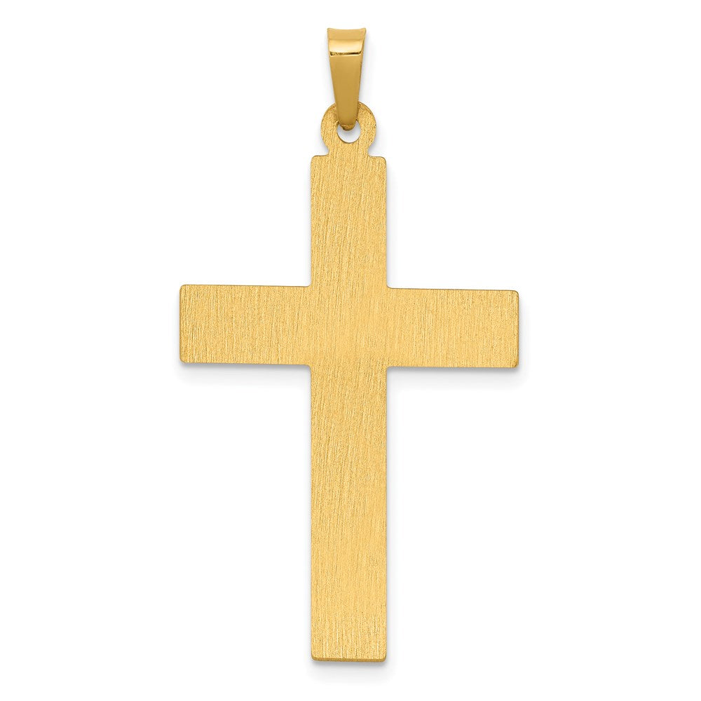 14k Yellow & Rhodium 20.11 mm  Polished and Satin Cross W/Dove Pendant (1.08 grams)