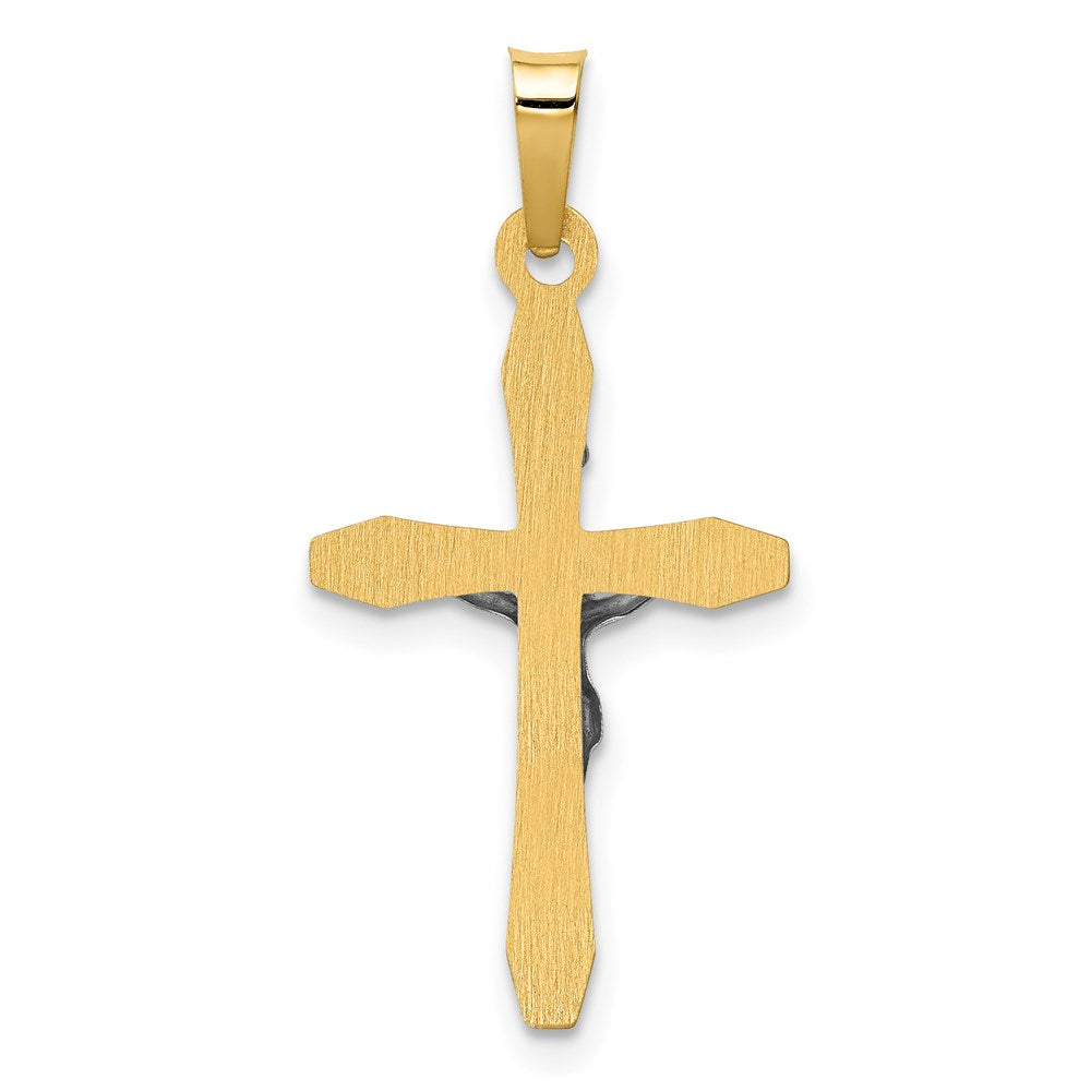 14k Two-tone 14 mm Polished INRI Crucifix Pendant (0.51 grams)