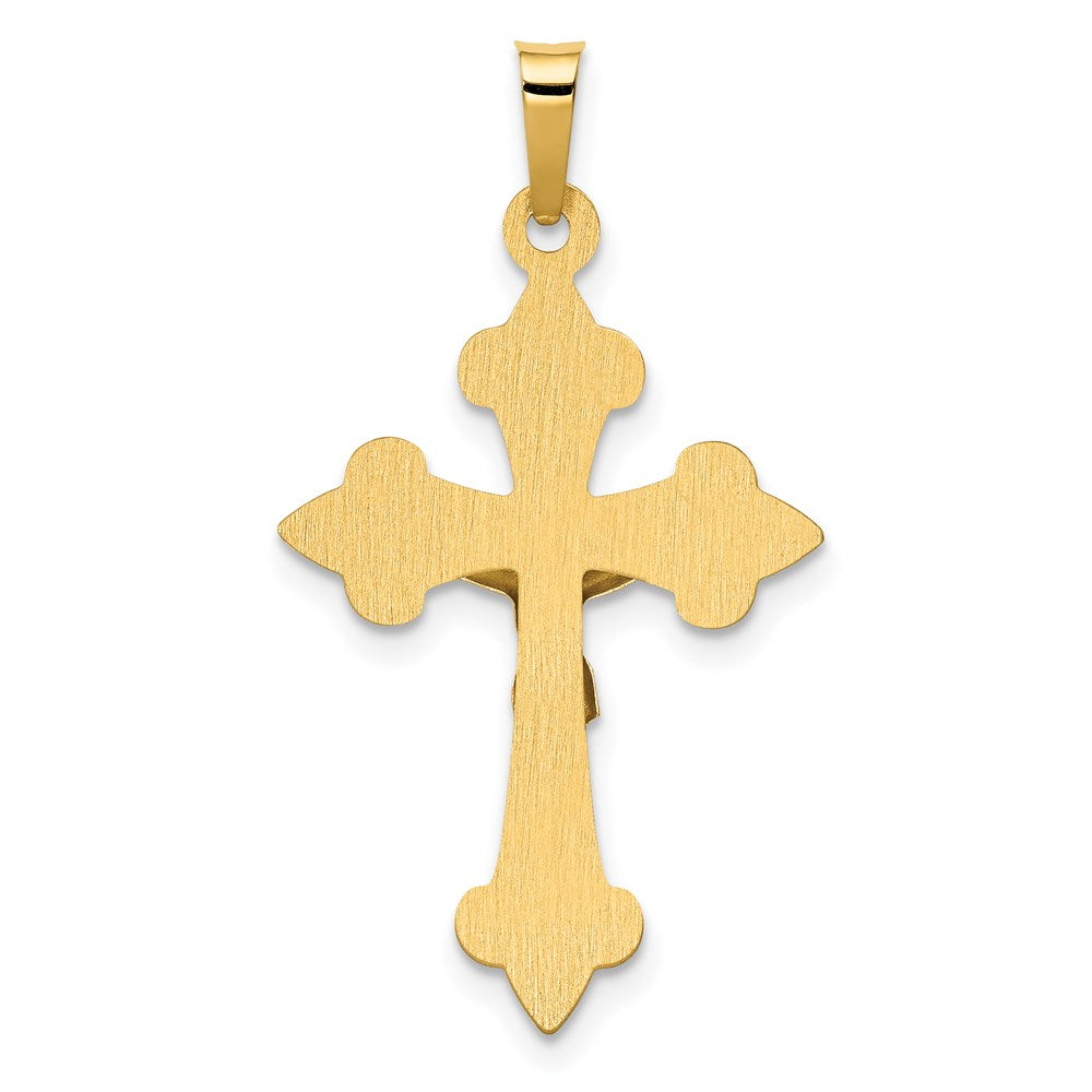 14k Two-tone 18 mm Polished Fleur de Lis INRI Crucifix Pendant (0.83 grams)