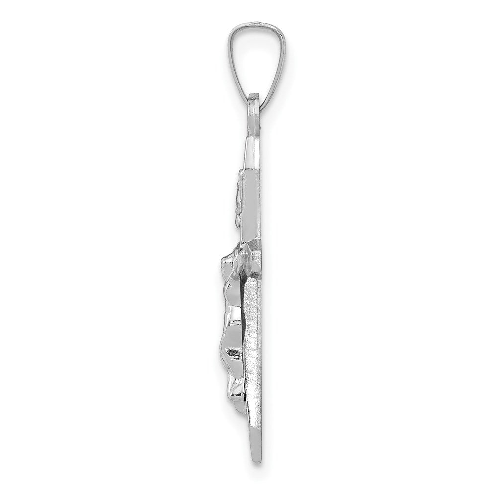 14k White Gold 13.9 mm Polished INRI Crucifix Pendant (0.44 grams)