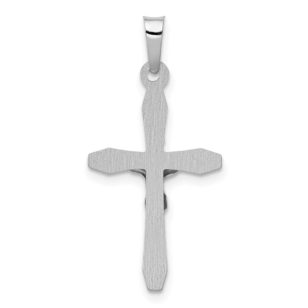 14k White Gold 13.9 mm Polished INRI Crucifix Pendant (0.44 grams)