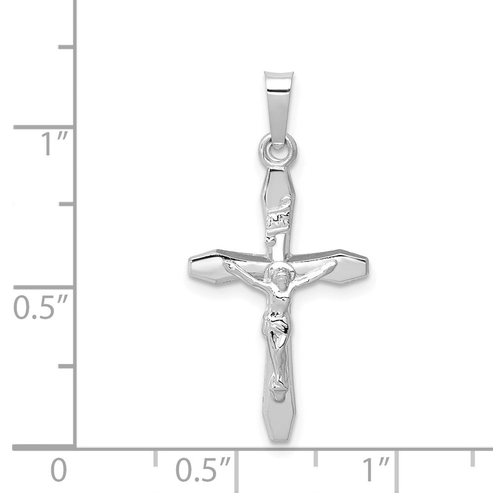 14k White Gold 13.9 mm Polished INRI Crucifix Pendant (0.44 grams)