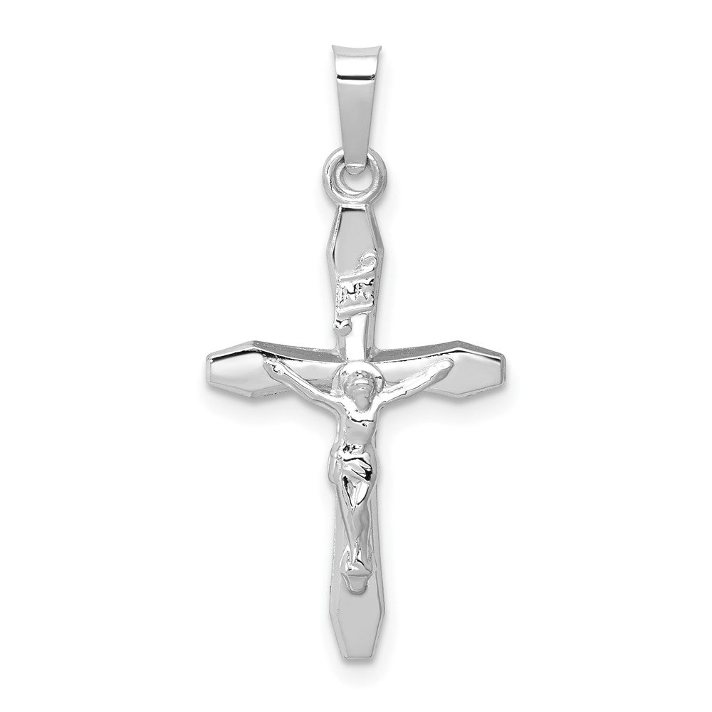 14k White Gold 13.9 mm Polished INRI Crucifix Pendant (0.44 grams)