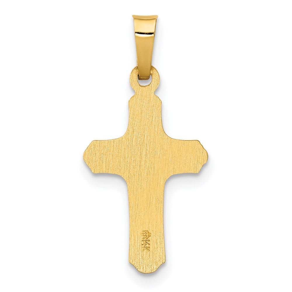 14k Two-tone 11 mm Polished and Textured INRI Crucifix Pendant (0.51 grams)