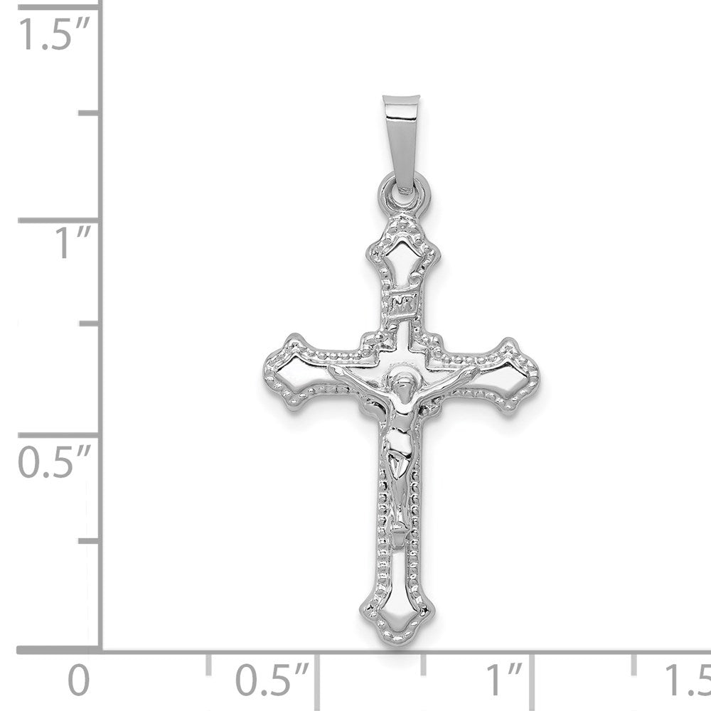 14k White Gold 17 mm Polished INRI Crucifix Pendant (0.75 grams)