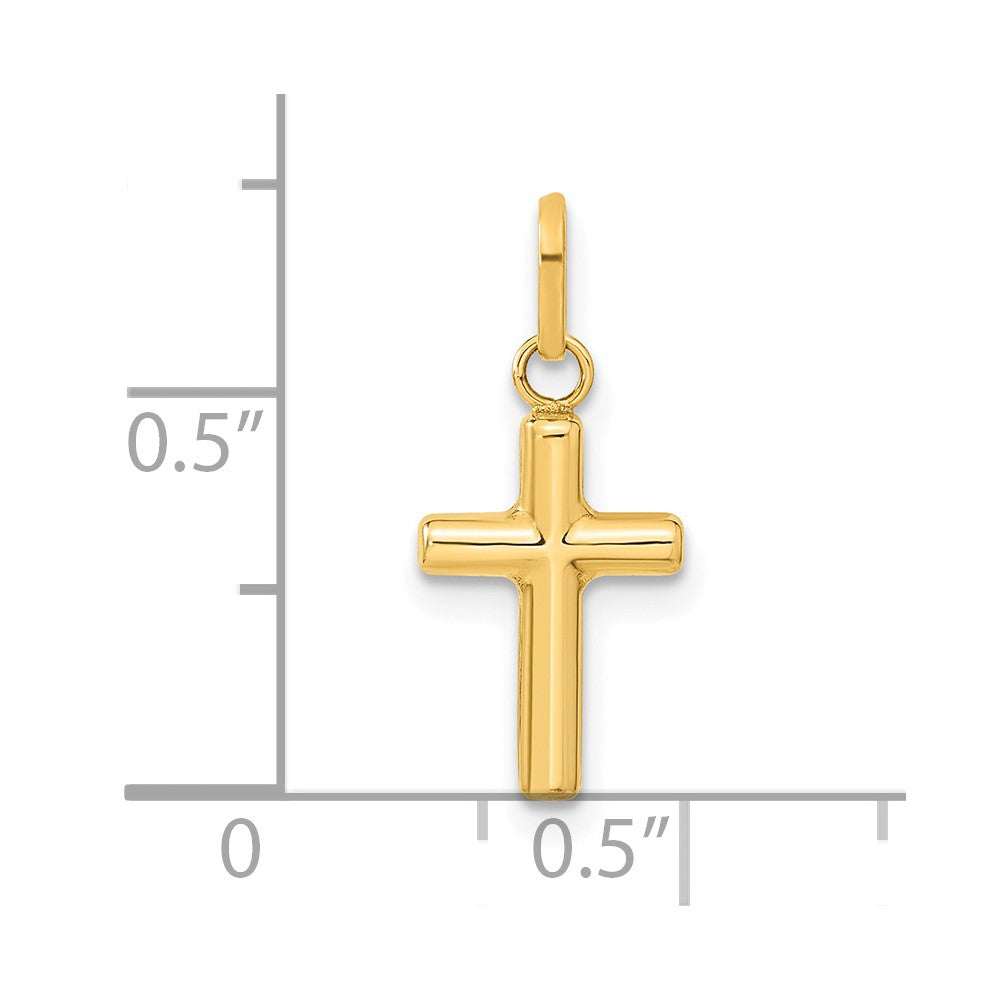 14k Yellow Gold 8.8 mm Hollow Cross Pendant (0.38 grams)