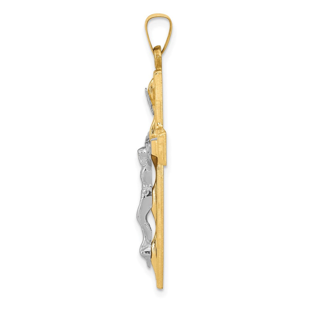 14k Two-tone 20 mm Polished INRI Crucifix Pendant (1.21 grams)