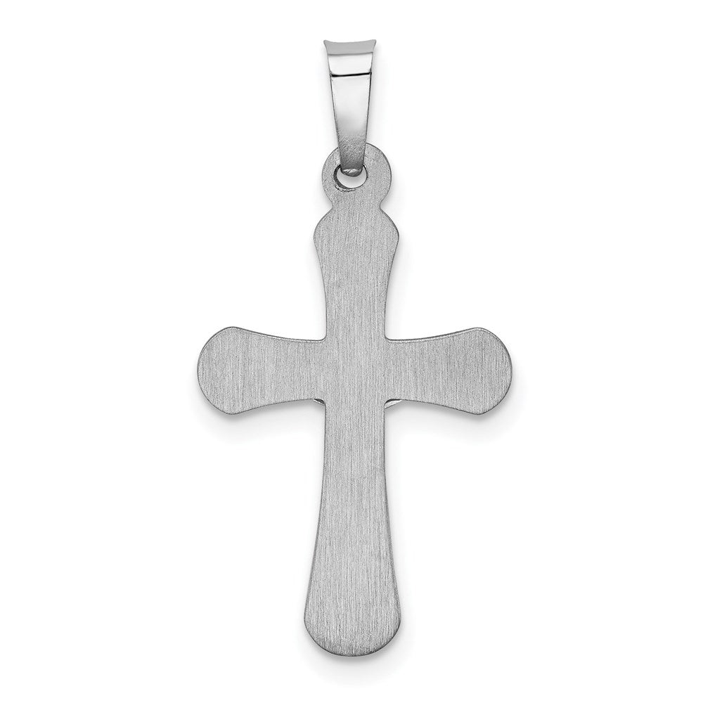 14k White Gold 14 mm Polished INRI Rounded Crucifix Pendant (0.64 grams)