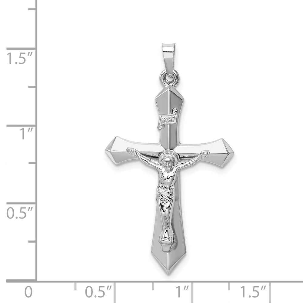 14k White Gold 22 mm Polished INRI Passion Crucifix Pendant (1.27 grams)