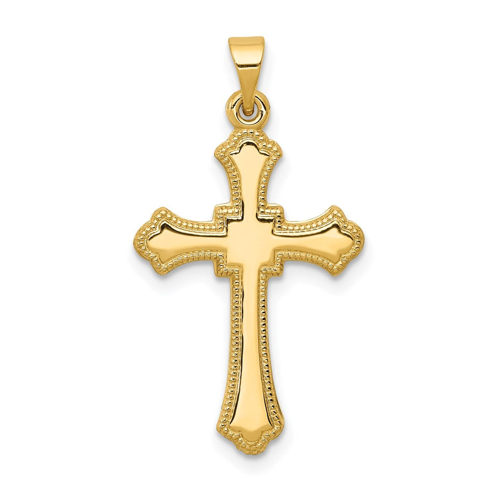 14k Yellow Gold 15 mm Budded Cross Pendant (0.77 grams)