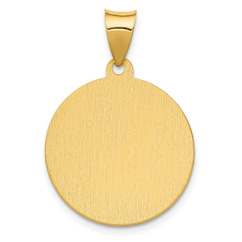 14k Yellow Gold 20 mm Polished/Satin Hollow Spanish St. Anthony Medal Pendant (1.45 grams)