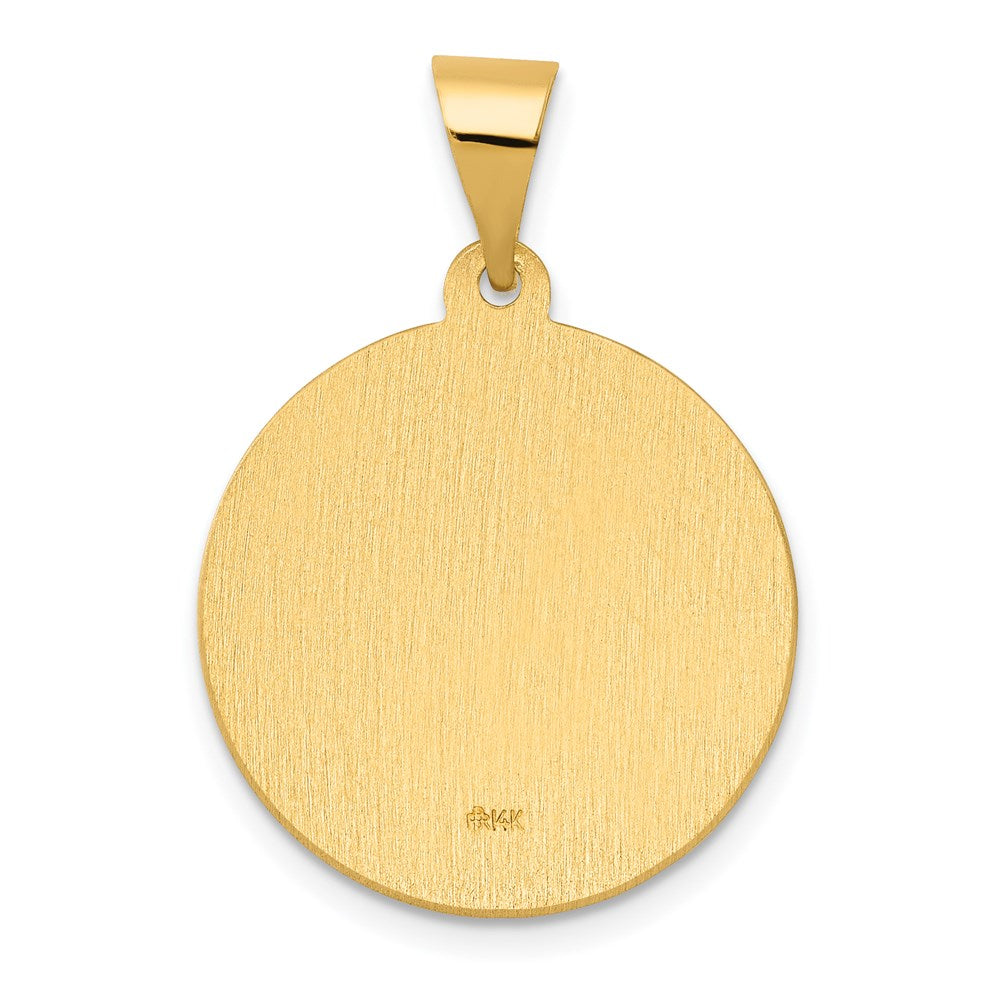 14k Yellow Gold 18.7 mm Polished/Satin Hollow Spanish San Jose Medal Pendant (1.36 grams)