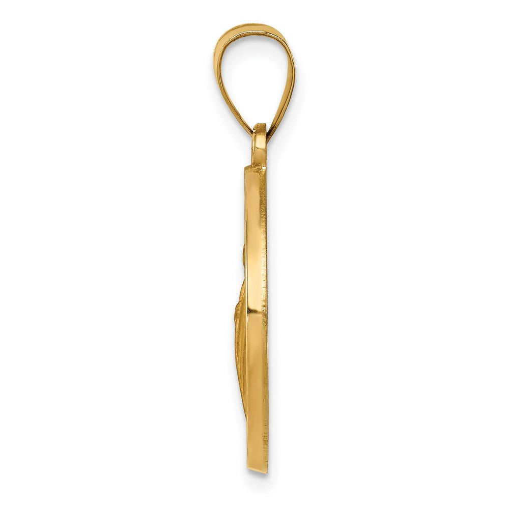 14k Yellow Gold 18.8 mm Polished / Satin Hollow Spanish St. Jude Thaddeus Medal (1.37 grams)