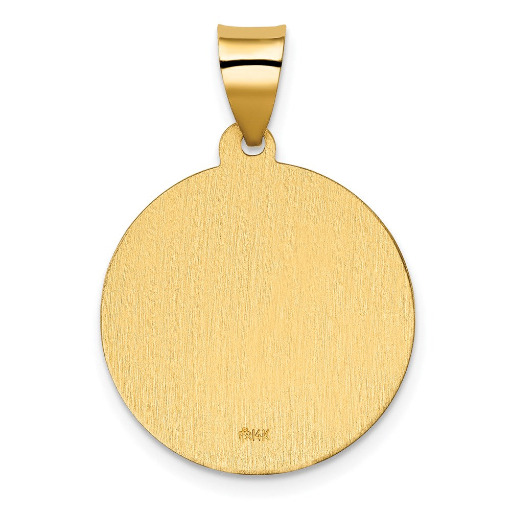 14k Yellow Gold 18.8 mm Polished / Satin Hollow Spanish St. Jude Thaddeus Medal (1.37 grams)