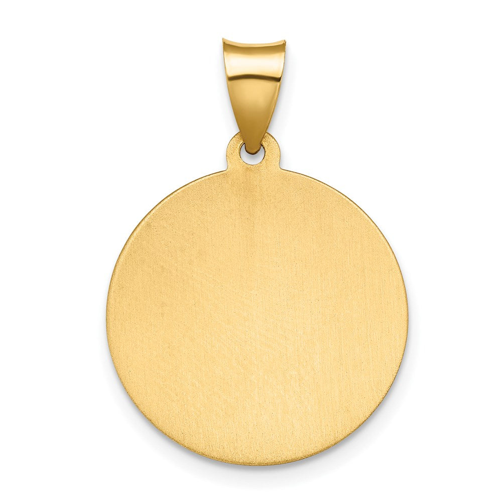14k Yellow Gold 18.7 mm Polished / Satin Hollow Spanish St. Lucy Medal Pendant (1.44 grams)