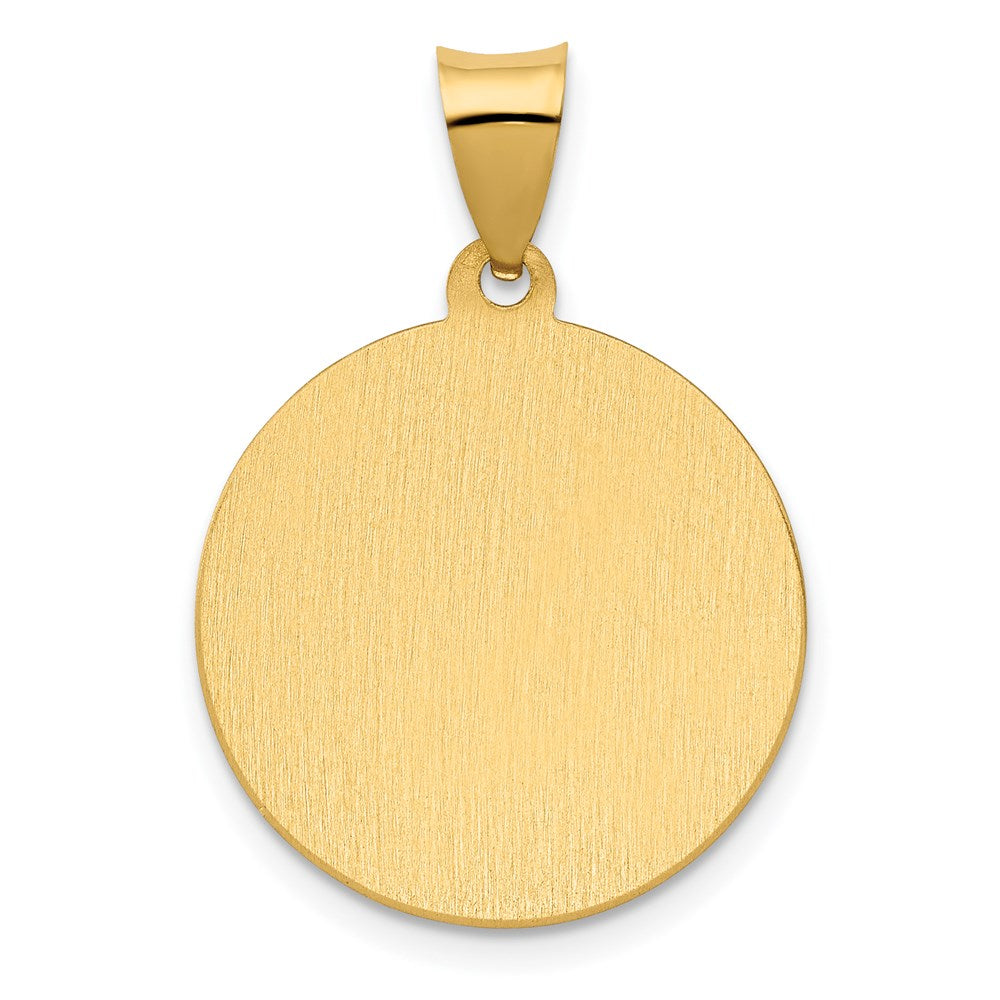 14k Yellow Gold 18.7 mm Polished / Satin St. Thomas More Hollow Medal Pendant (1.6 grams)