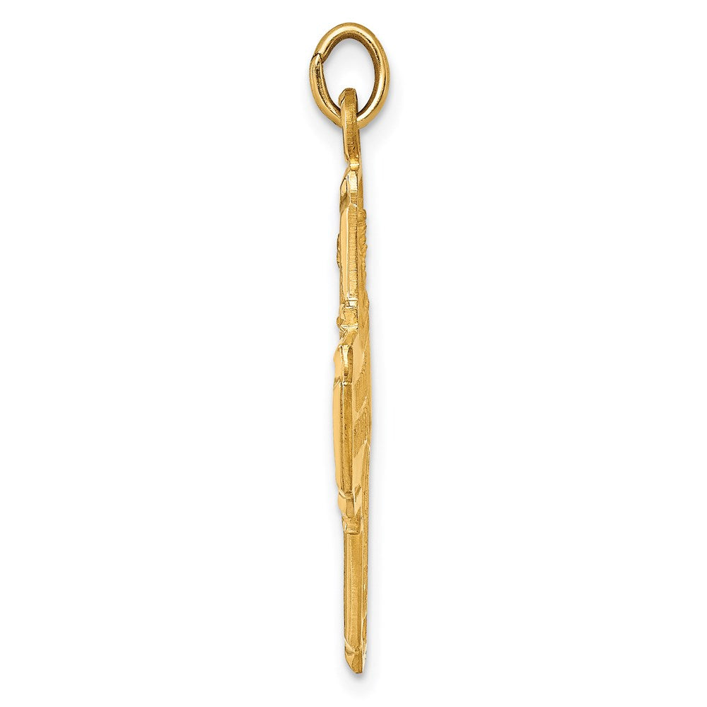 14k Yellow Gold 23.5 mm Solid Polished/Satin Medium 4-Way Medal (2.96 grams)