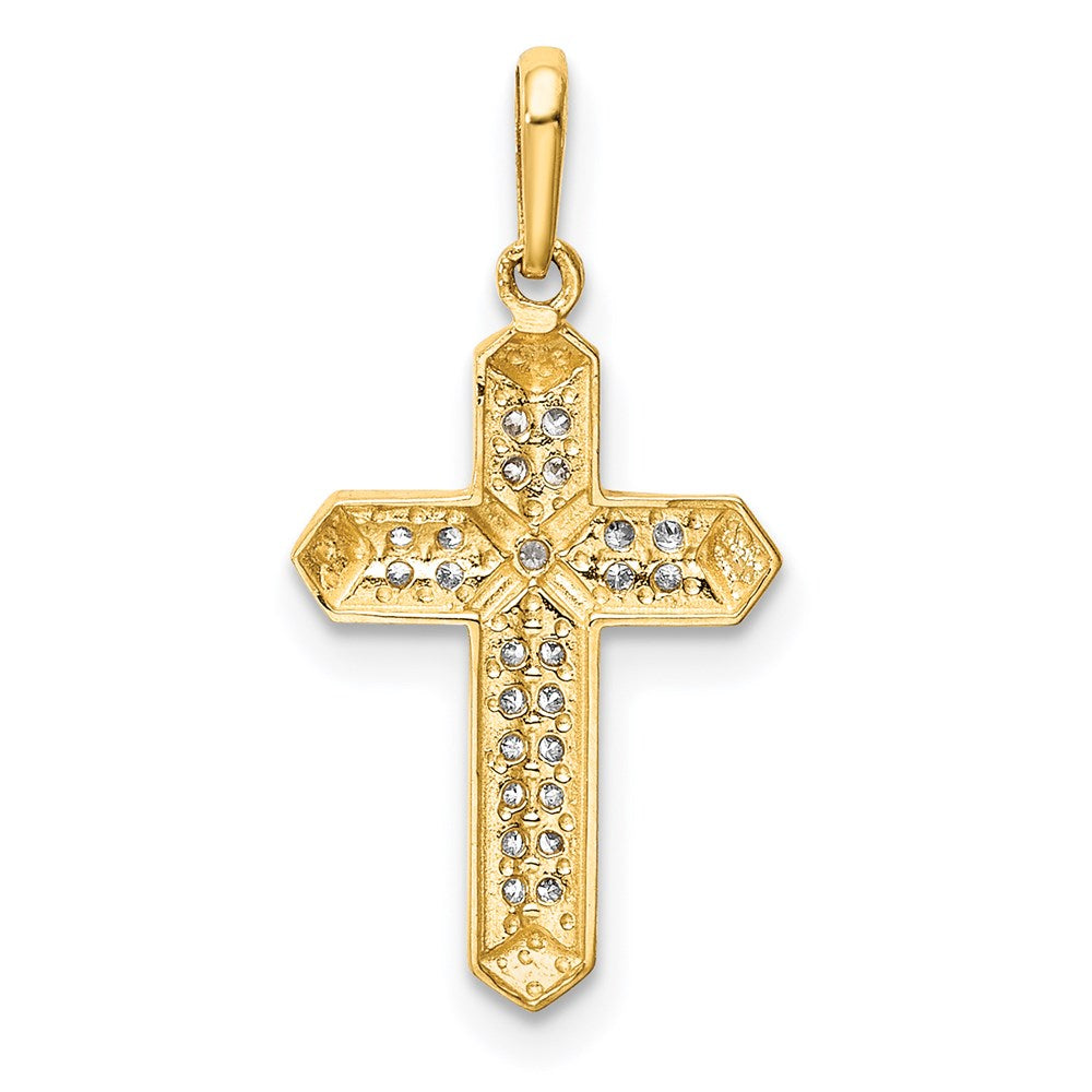 14k Yellow Gold 11.5 mm Cross CZ Pendant (0.58 grams)