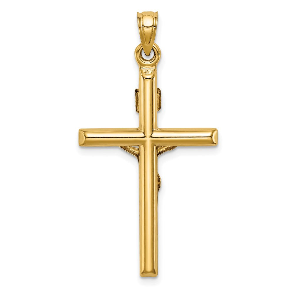 14k Two-tone 20 mm Hollow Crucifix Pendant (1.03 grams)