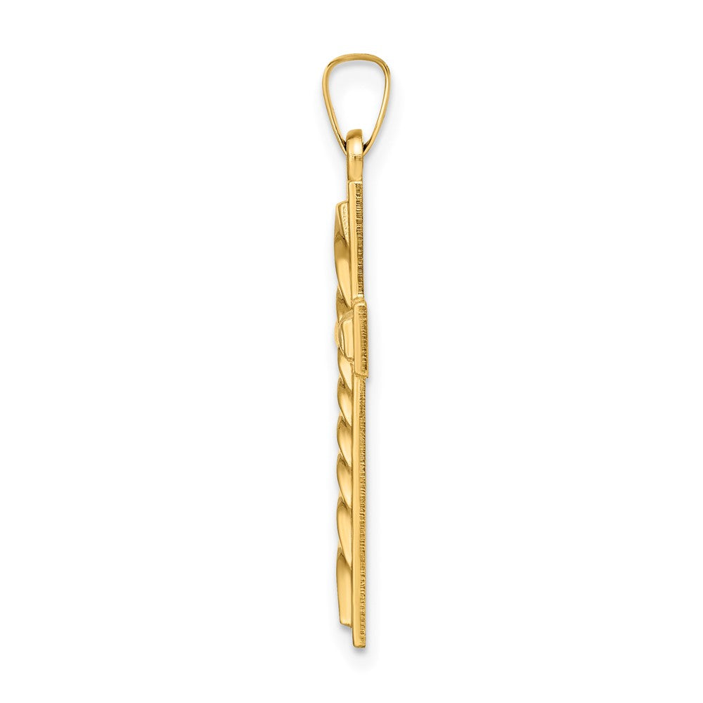14k Yellow Gold 17.75 mm Polished and Twisted Hollow Cross Pendant (0.87 grams)
