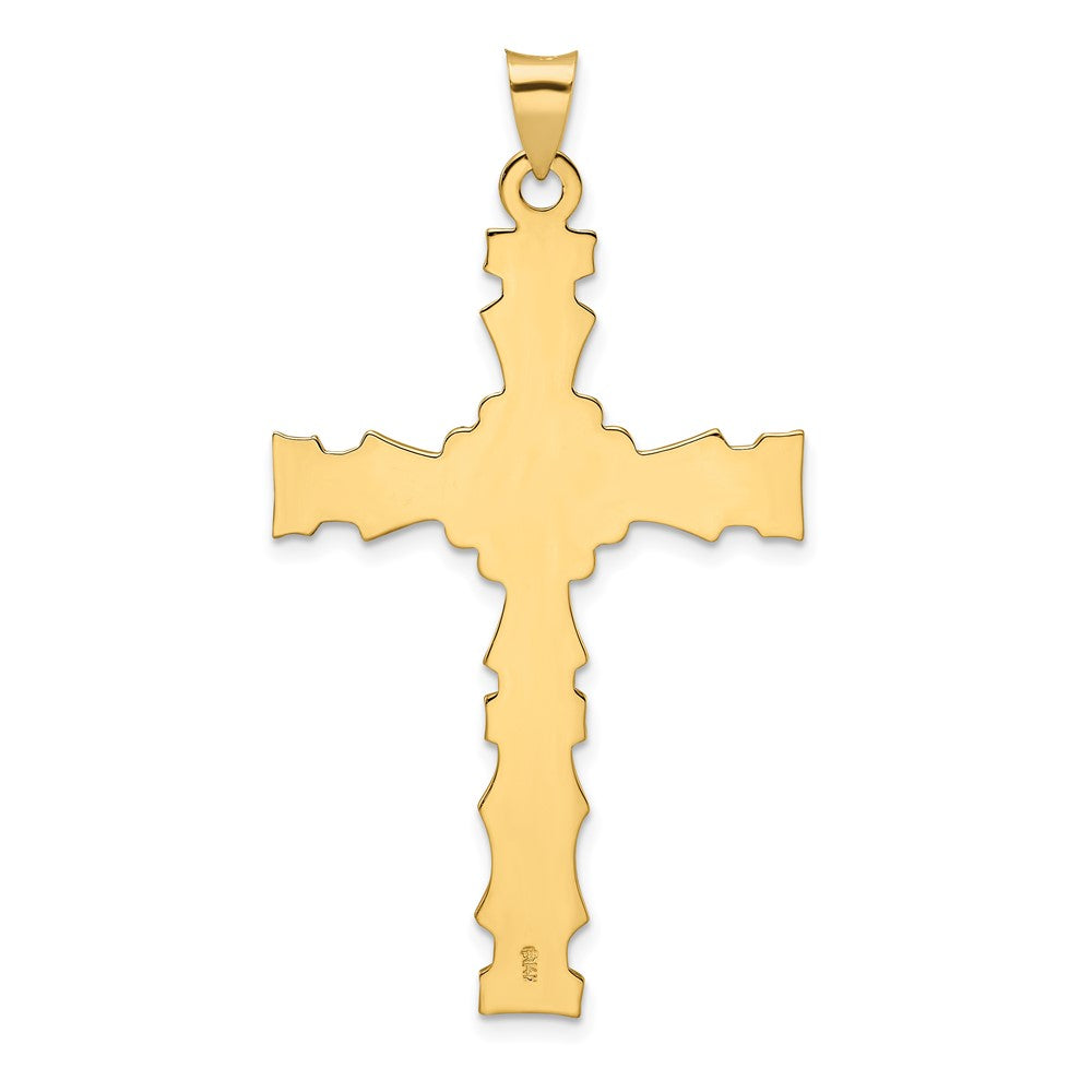 14k Yellow Gold 29.18 mm Polished Solid Fancy Design Cross Pendant (4.69 grams)