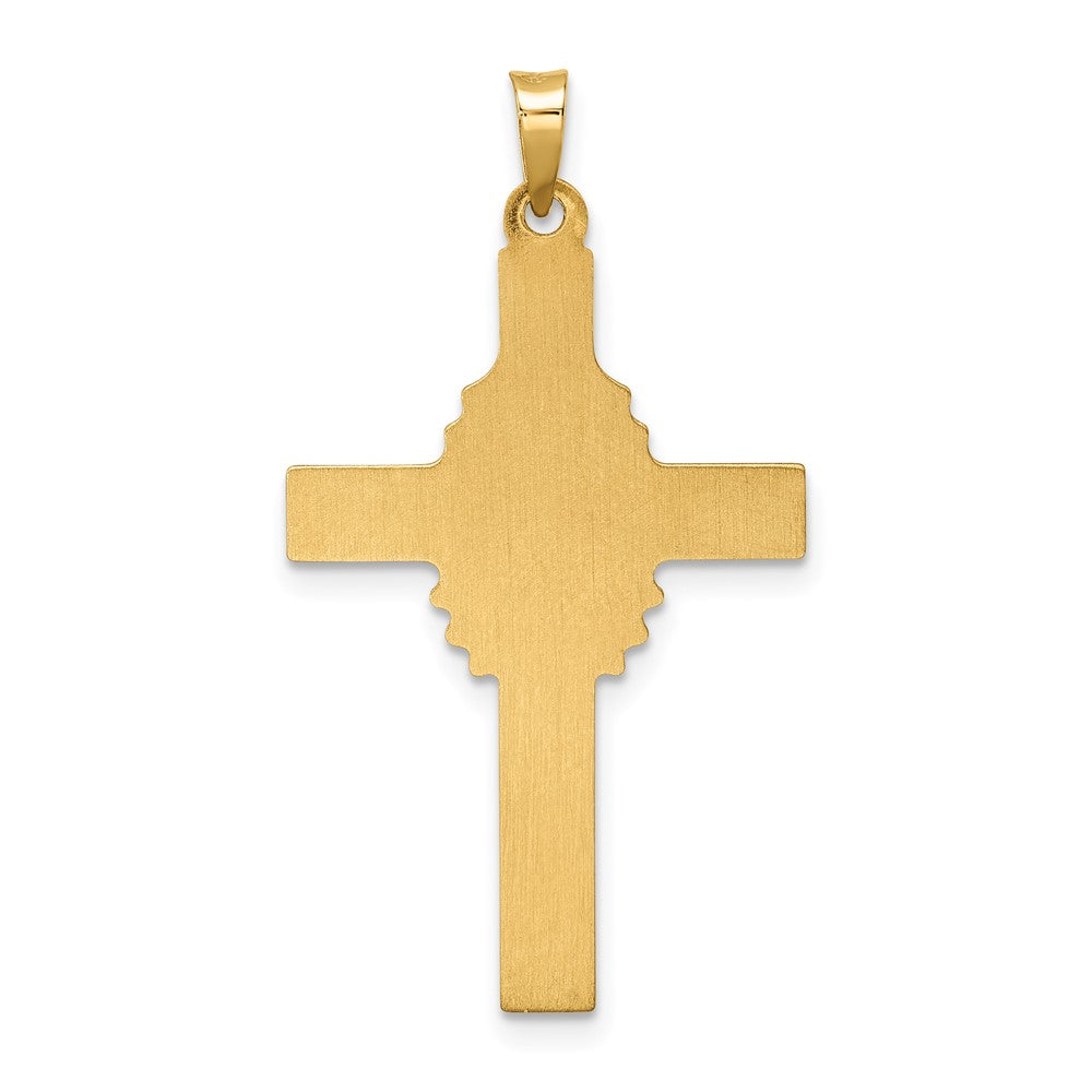 14k Yellow Gold 20.1 mm Polished and Satin Hollow Cross Pendant (1.17 grams)