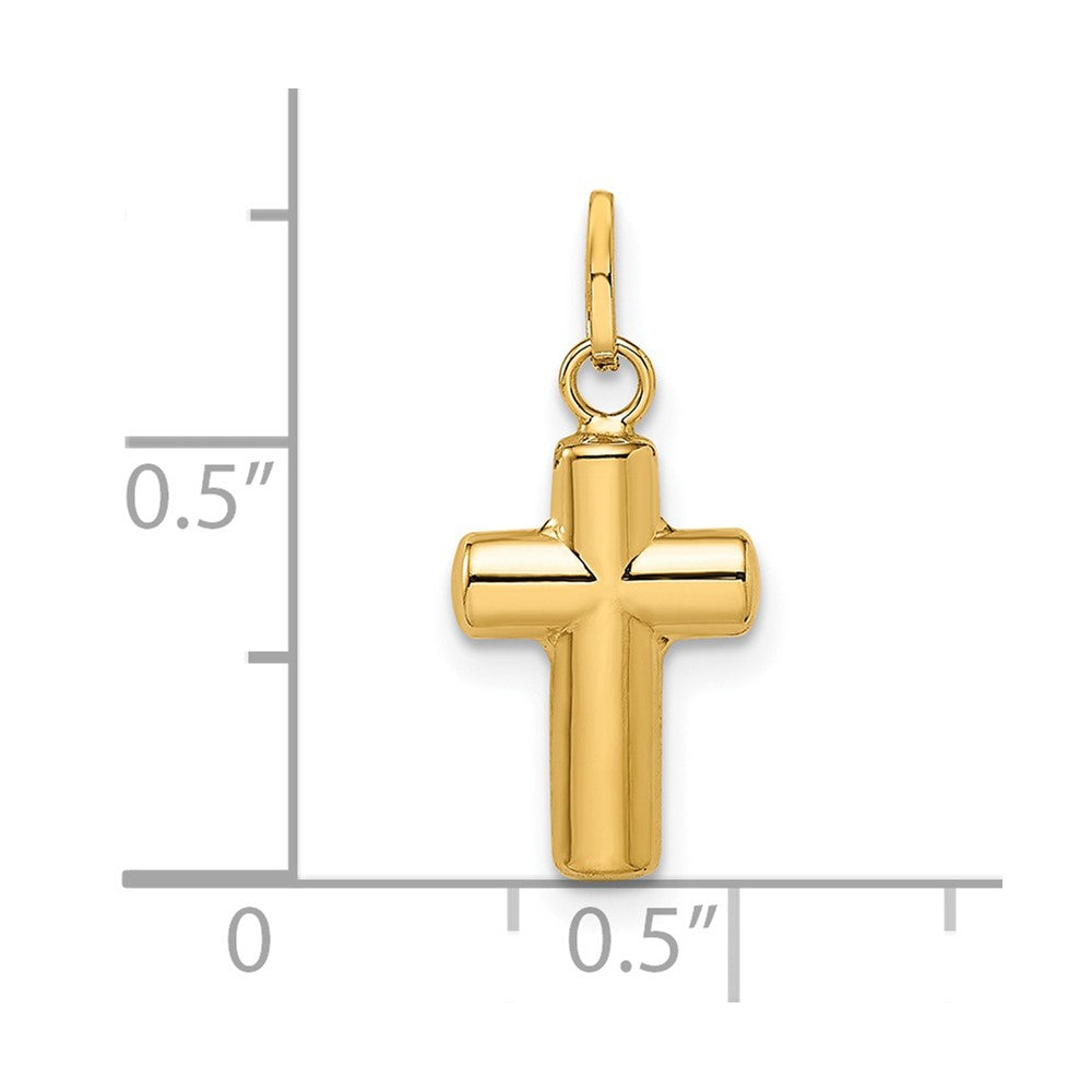 14k Yellow Gold 8.67 mm Polished Puffed Cross Pendant (0.23 grams)