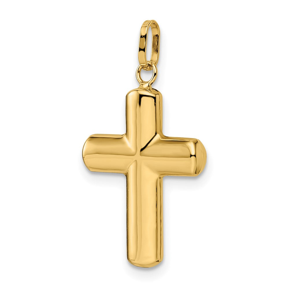 14k Yellow Gold 14.5 mm Polished Puffed Cross Pendant (0.77 grams)