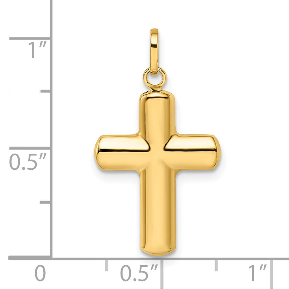 14k Yellow Gold 14.5 mm Polished Puffed Cross Pendant (0.77 grams)