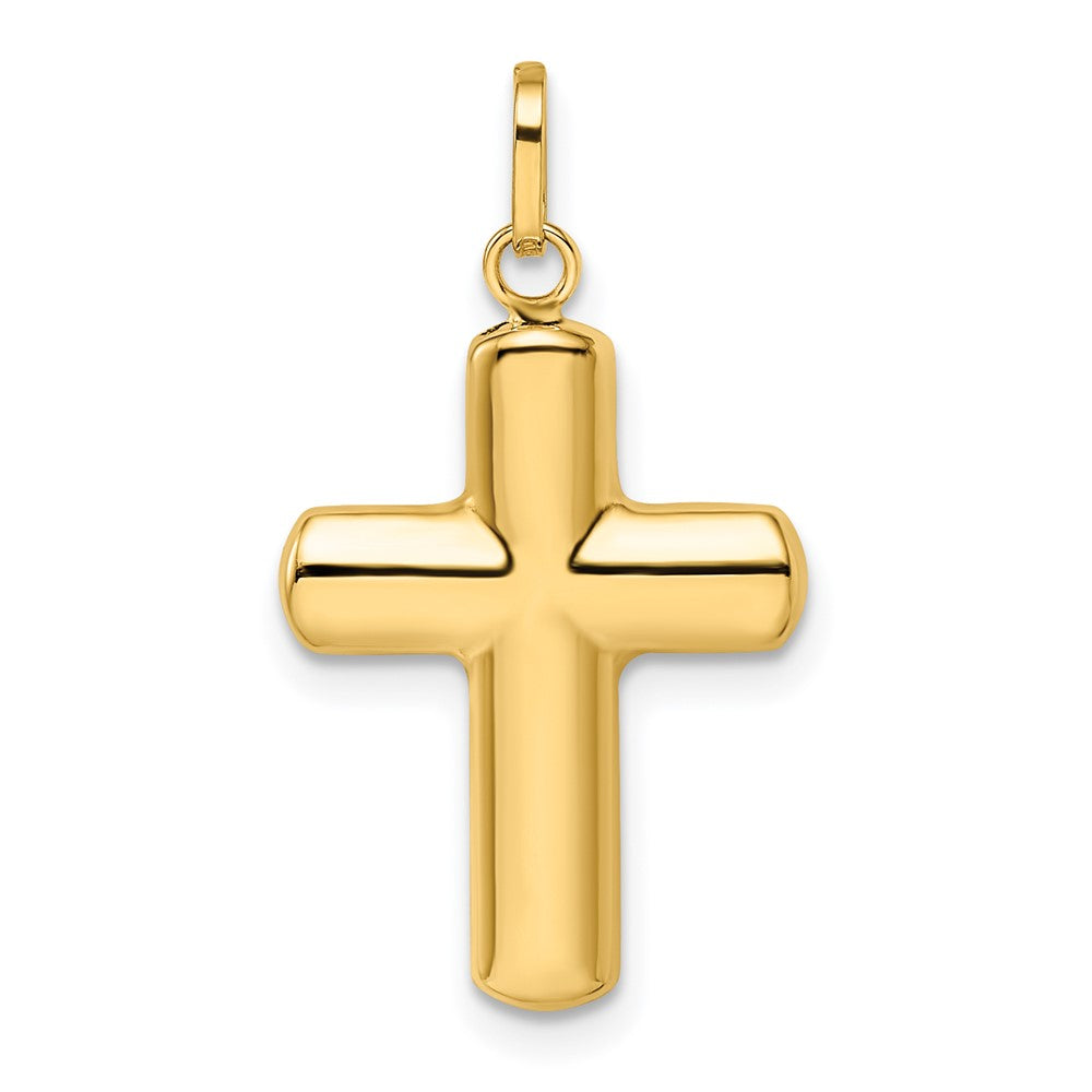 14k Yellow Gold 14.5 mm Polished Puffed Cross Pendant (0.77 grams)